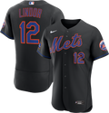 Men's New York Mets Francisco Lindor Nike Black Alternate Authentic Sponsor Patch Jersey