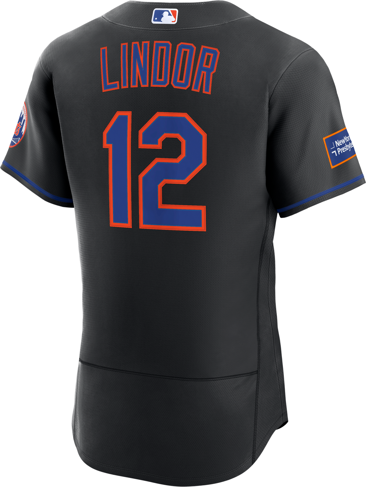 Men's New York Mets Francisco Lindor Nike Black Alternate Authentic Sponsor Patch Jersey