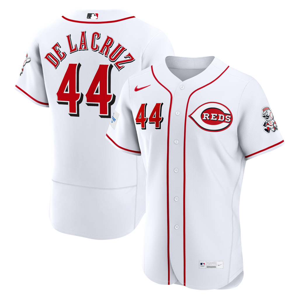 Men's Cincinnati Reds Elly De La Cruz Nike White Home Authentic Sponsor Patch Jersey