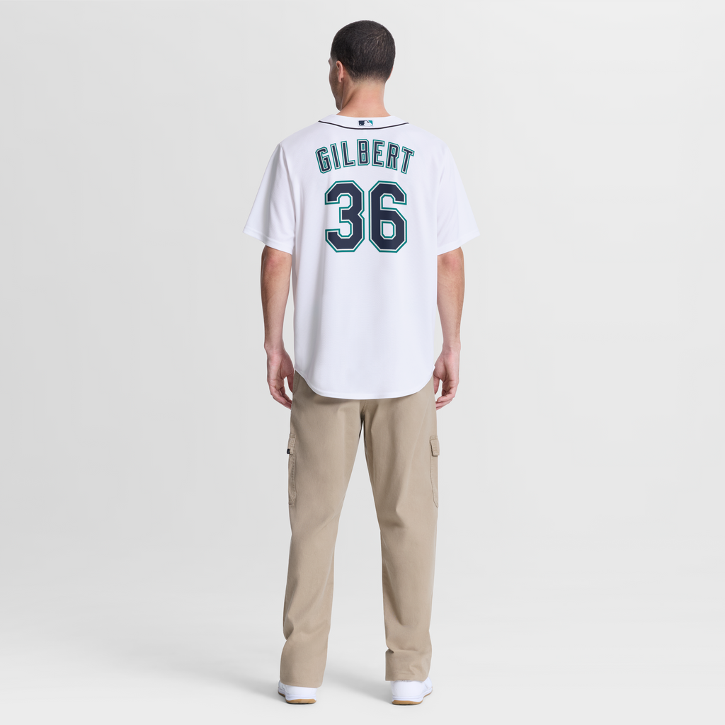 Men's Seattle Mariners Logan Gilbert Nike White Home Replica Jersey