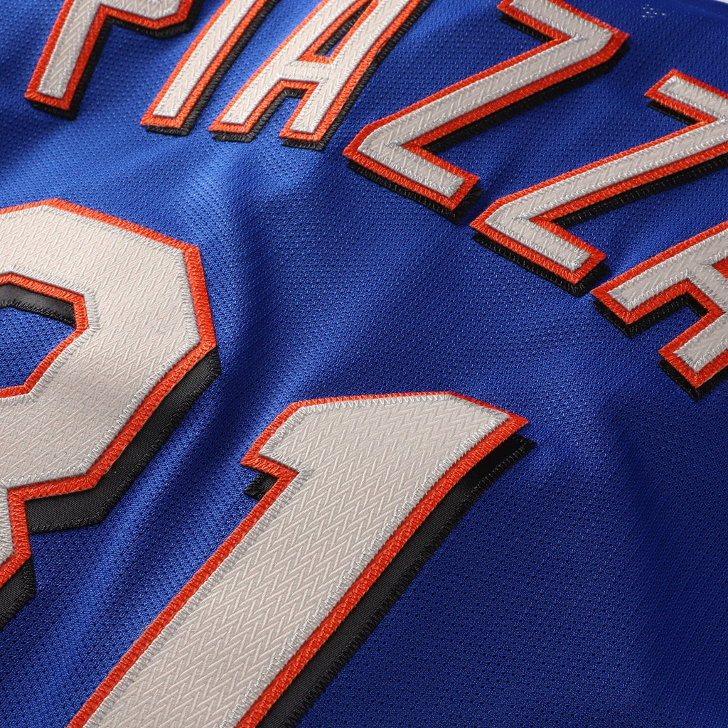 Men's New York Mets Mike Piazza Mitchell & Ness Orange Cooperstown Collection Mesh Batting Practice Button-Up Jersey