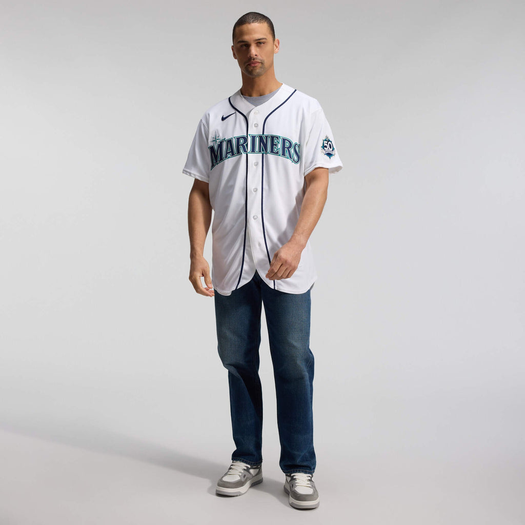 Men's Seattle Mariners  Nike White 50th Anniversary Patch Home Authentic Jersey