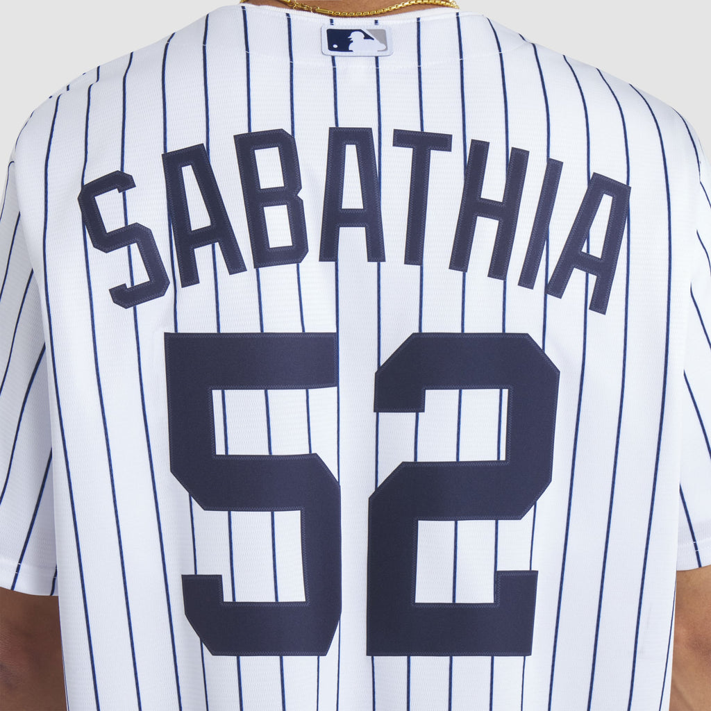 Men's New York Yankees CC Sabathia Nike White 2025 Baseball Hall of Fame Name & Number Retired Replica Jersey