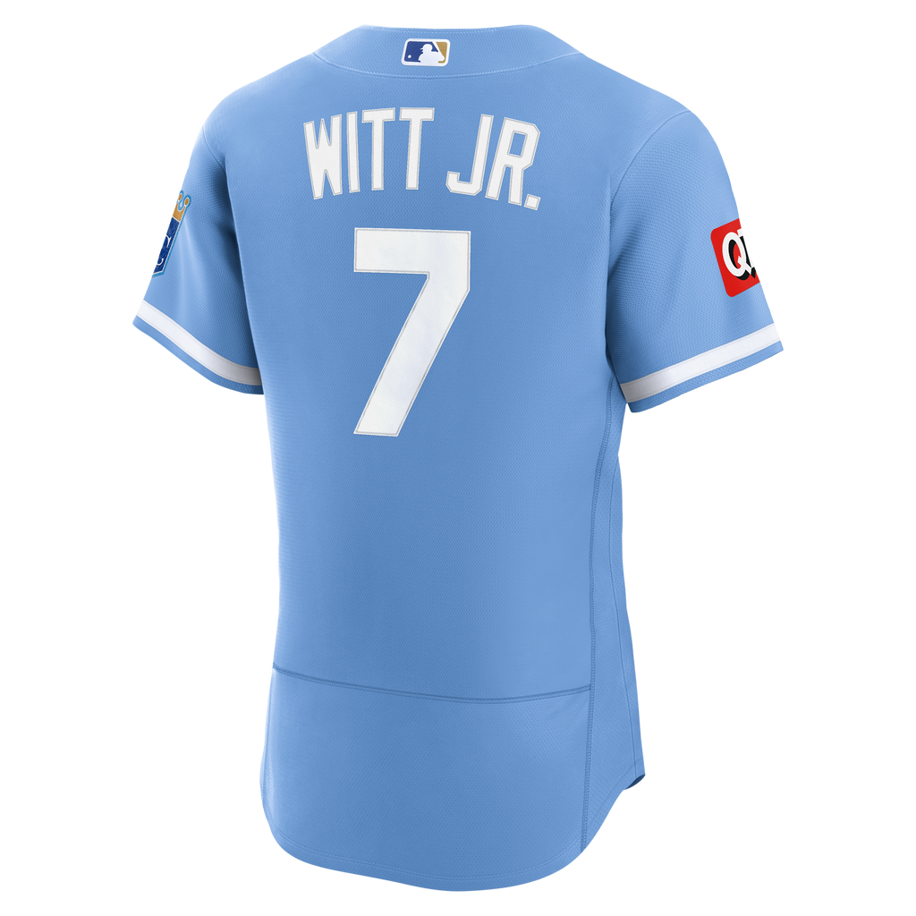 Men's Kansas City Royals Bobby Witt Jr. Nike Light Blue Alternate Authentic Sponsor Patch Jersey