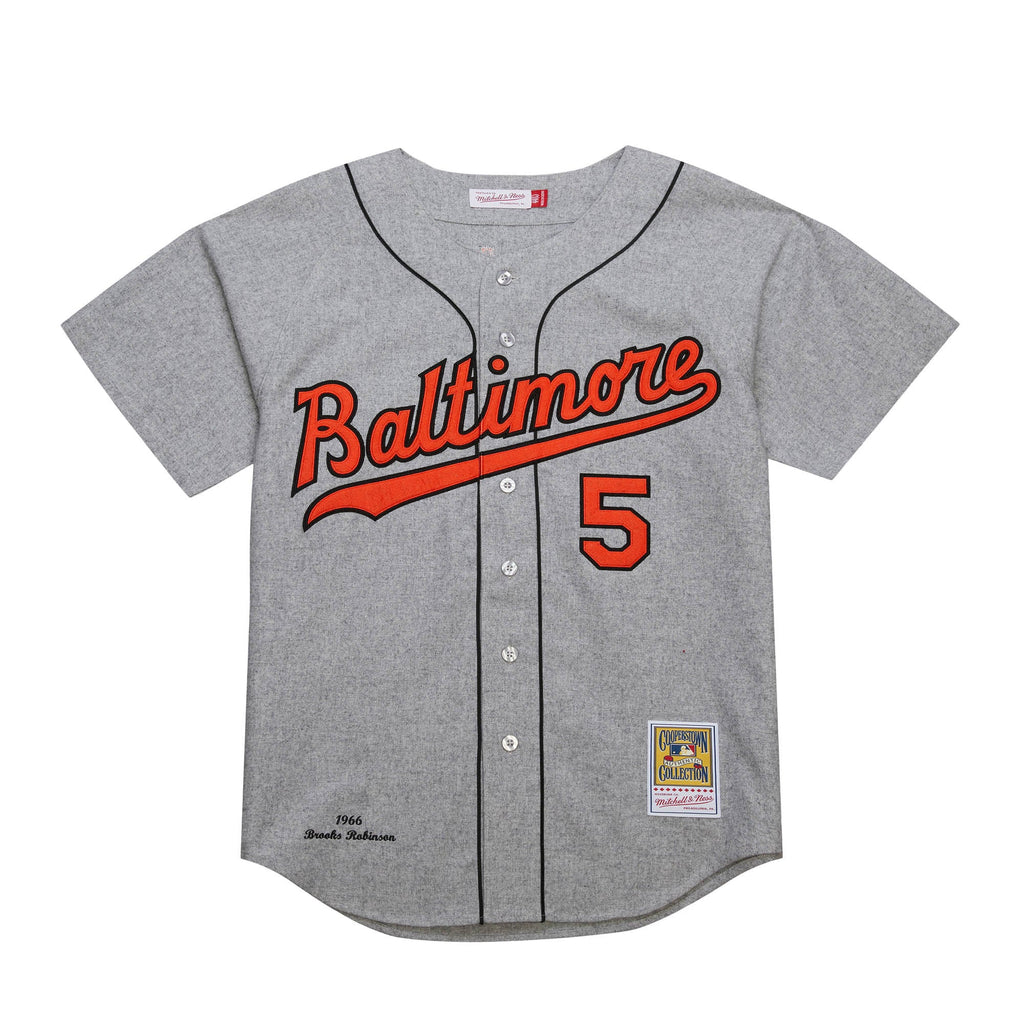 Men's Baltimore Orioles Brooks Robinson Mitchell & Ness Gray Cooperstown Collection 1966 Authentic Jersey