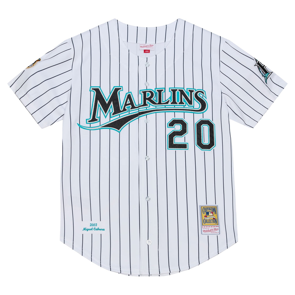 Men's Florida Marlins Miguel Cabrera Mitchell & Ness White 2003 Cooperstown Collection Authentic Jersey