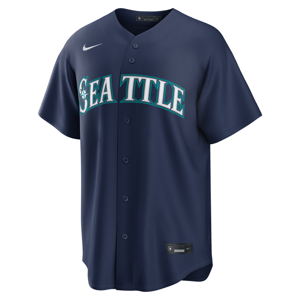 Men's Seattle Mariners Cal Raleigh Nike Navy Road Replica Jersey