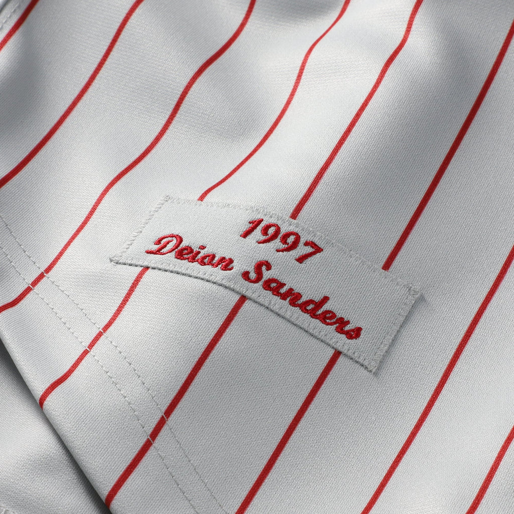 Men's Cincinnati Reds Deion Sanders Mitchell & Ness Gray 1997 Authentic Jersey
