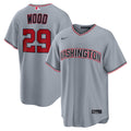 Men's Washington Nationals James Wood Nike Gray Road Replica Jersey