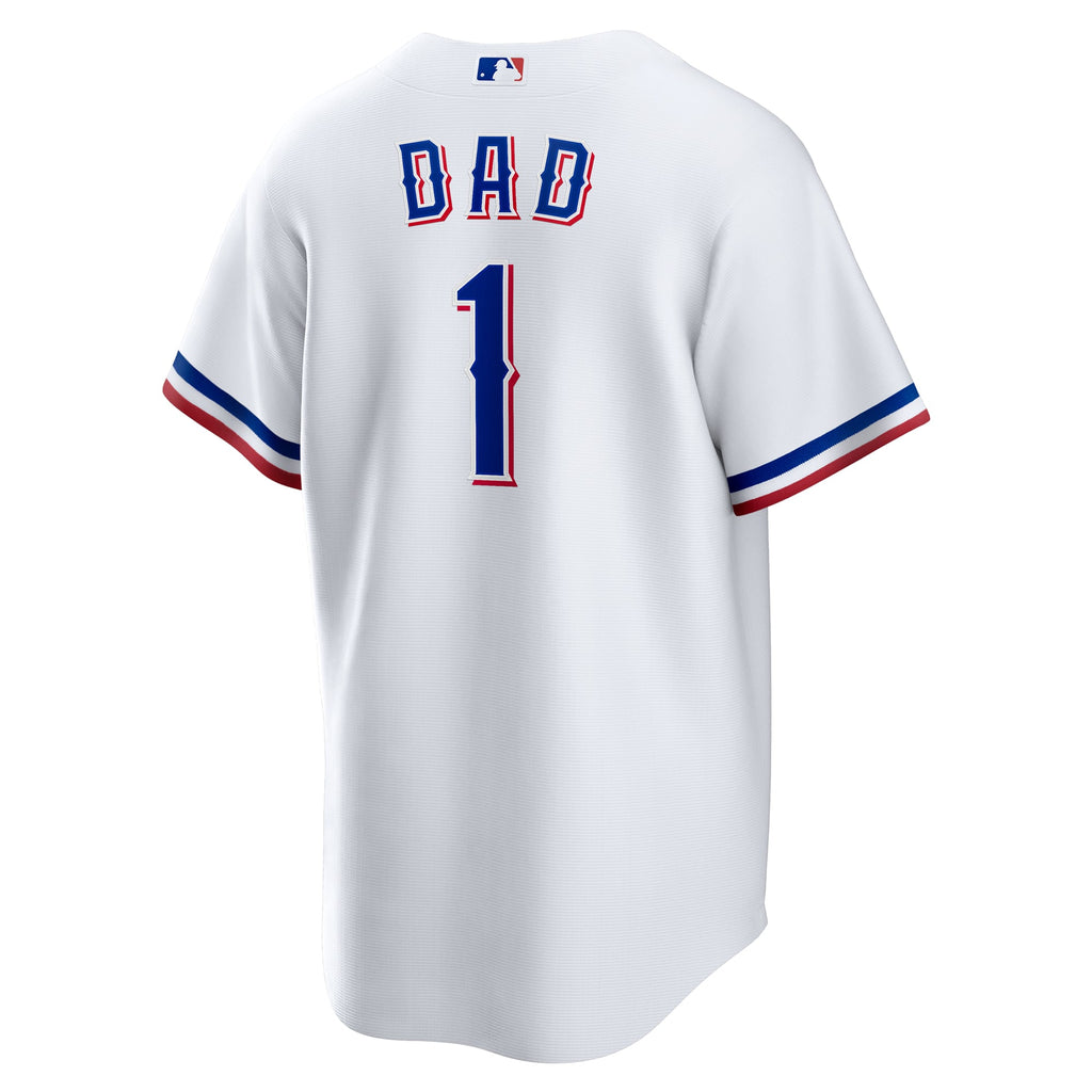 Men's Texas Rangers  Nike White #1 Dad Home Replica Jersey