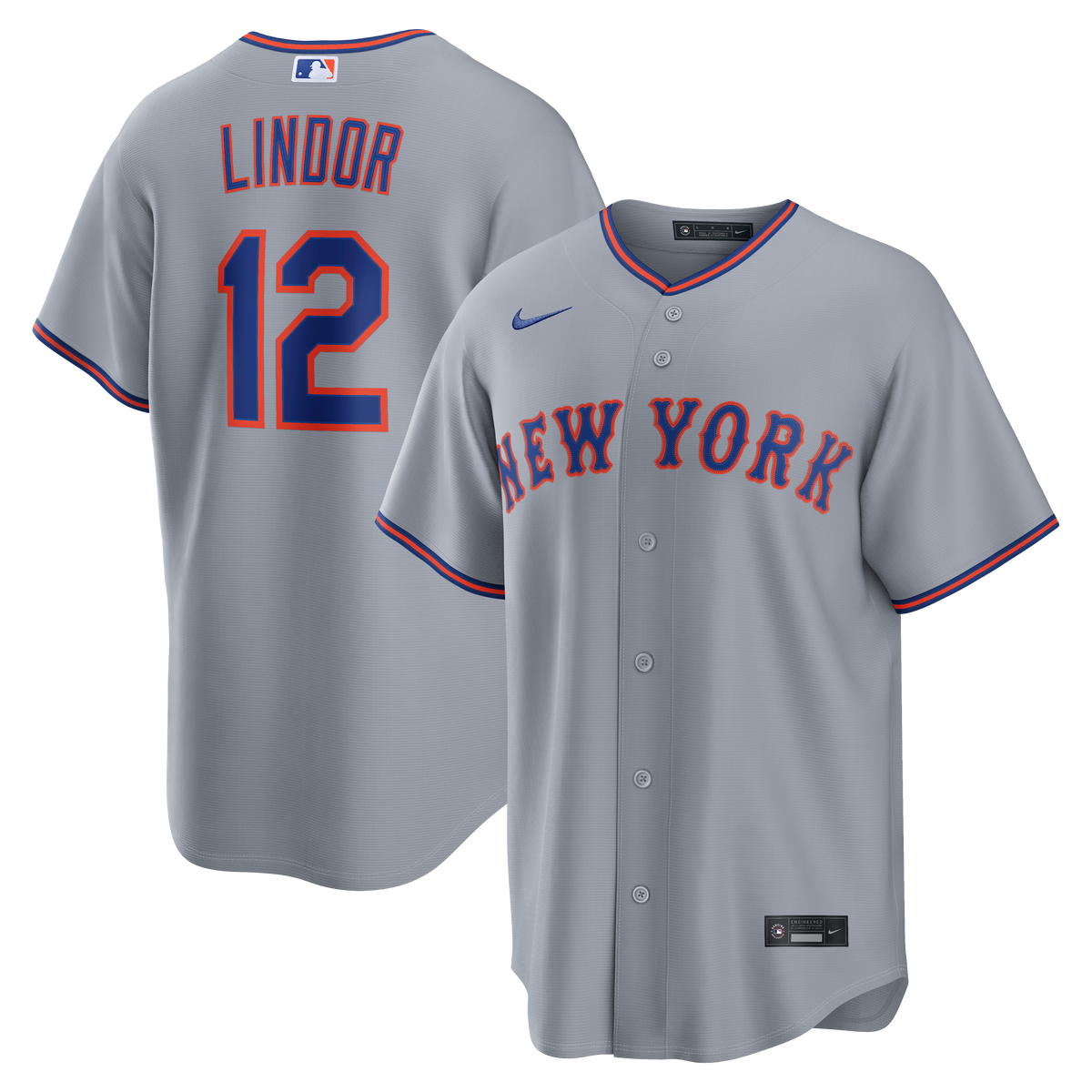 Men's New York Mets Francisco Lindor Nike Gray Road Replica Jersey