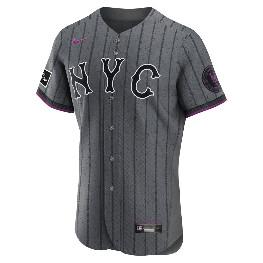 Men's New York Mets Nike Gray City Connect Authentic Sponsor Patch Jersey