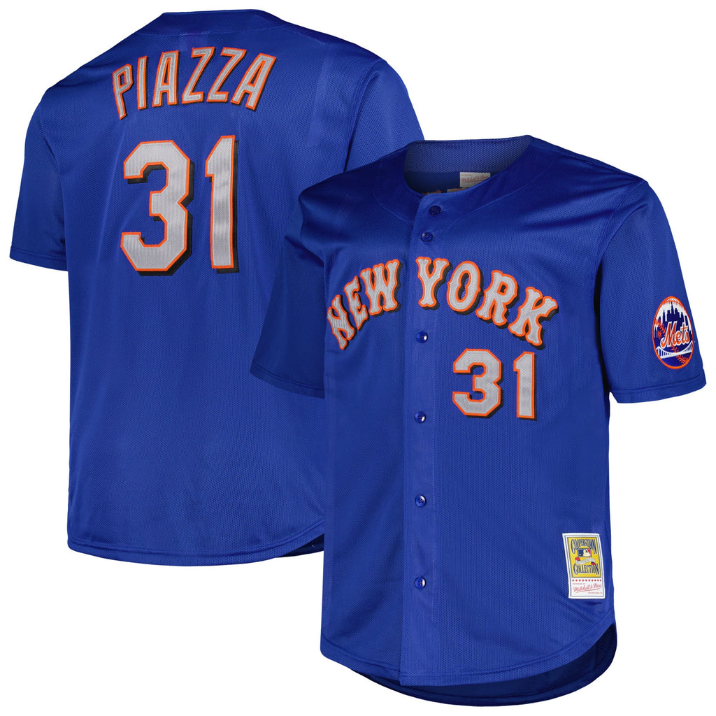 Men's New York Mets Mike Piazza Mitchell & Ness Royal Big & Tall Cooperstown Mesh Batting Practice Jersey