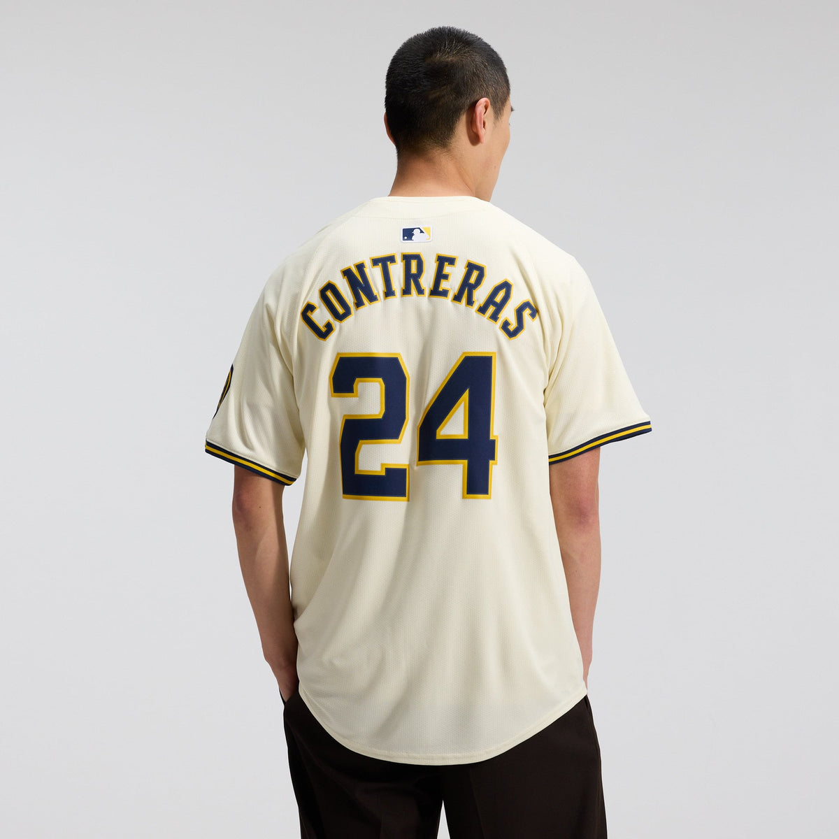 Men's Milwaukee Brewers William Contreras Nike Cream Home Limited Player Jersey
