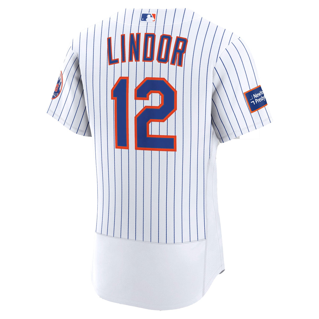 Men's New York Mets Francisco Lindor Nike White Home Authentic Sponsor Patch Jersey