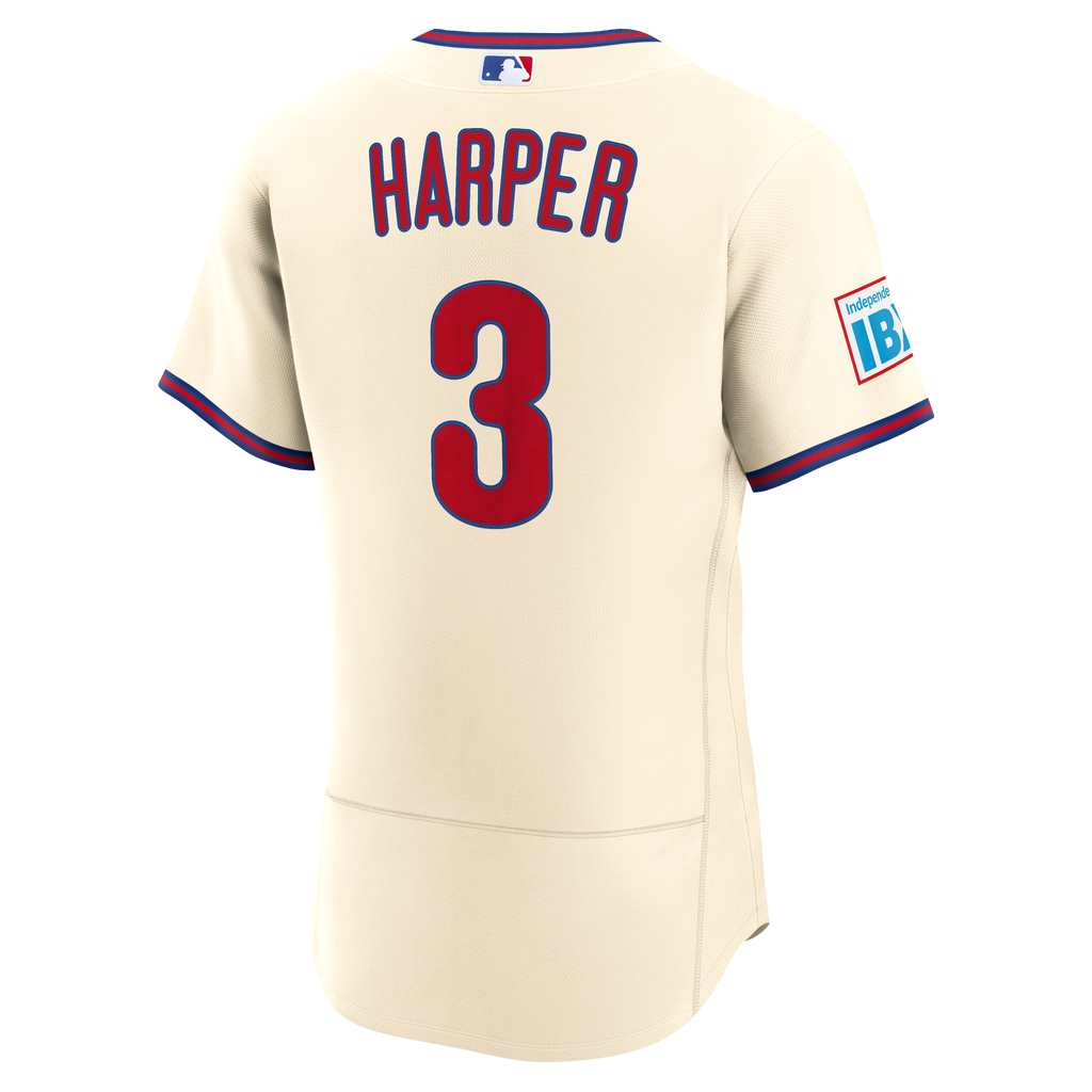 Men's Philadelphia Phillies Bryce Harper Nike Light Blue Alternate Authentic Sponsor Patch Jersey
