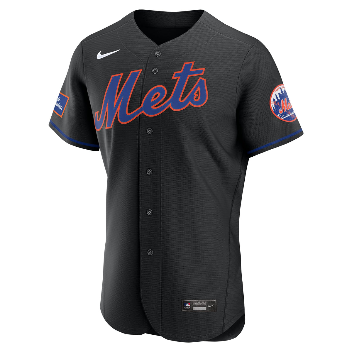 Men's New York Mets Nike Black Alternate Sponsor Patch Authentic Jersey