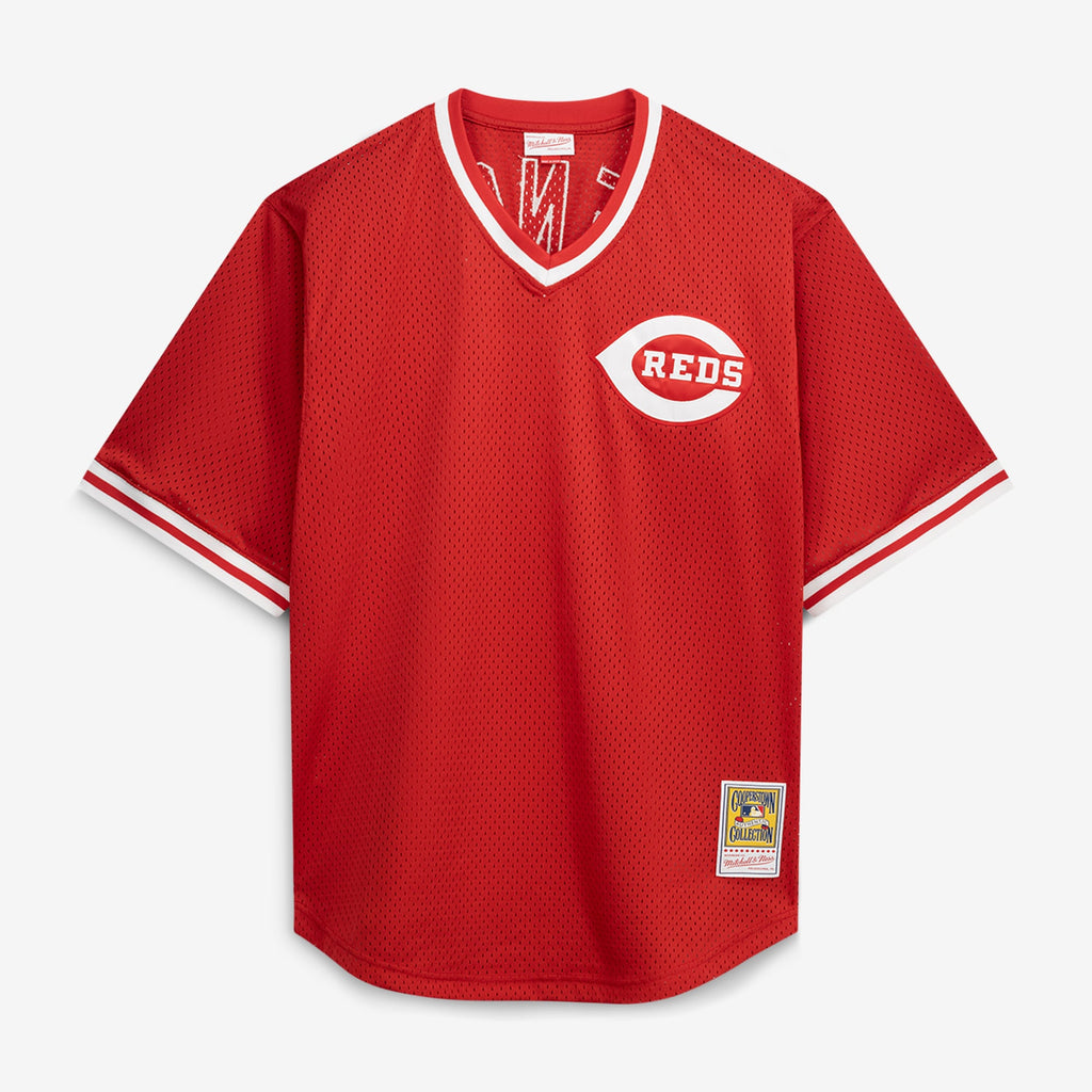 Men's Cincinnati Reds Johnny Bench Mitchell & Ness Red Cooperstown Collection Big & Tall Mesh Batting Practice Jersey