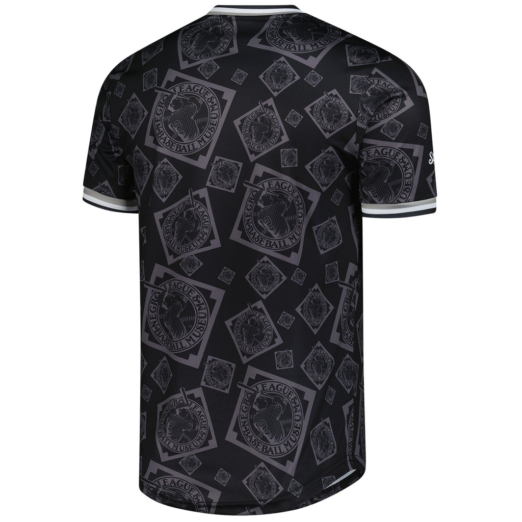 Men's Negro League Baseball Stitches Black Allover Print V-Neck Baseball Jersey