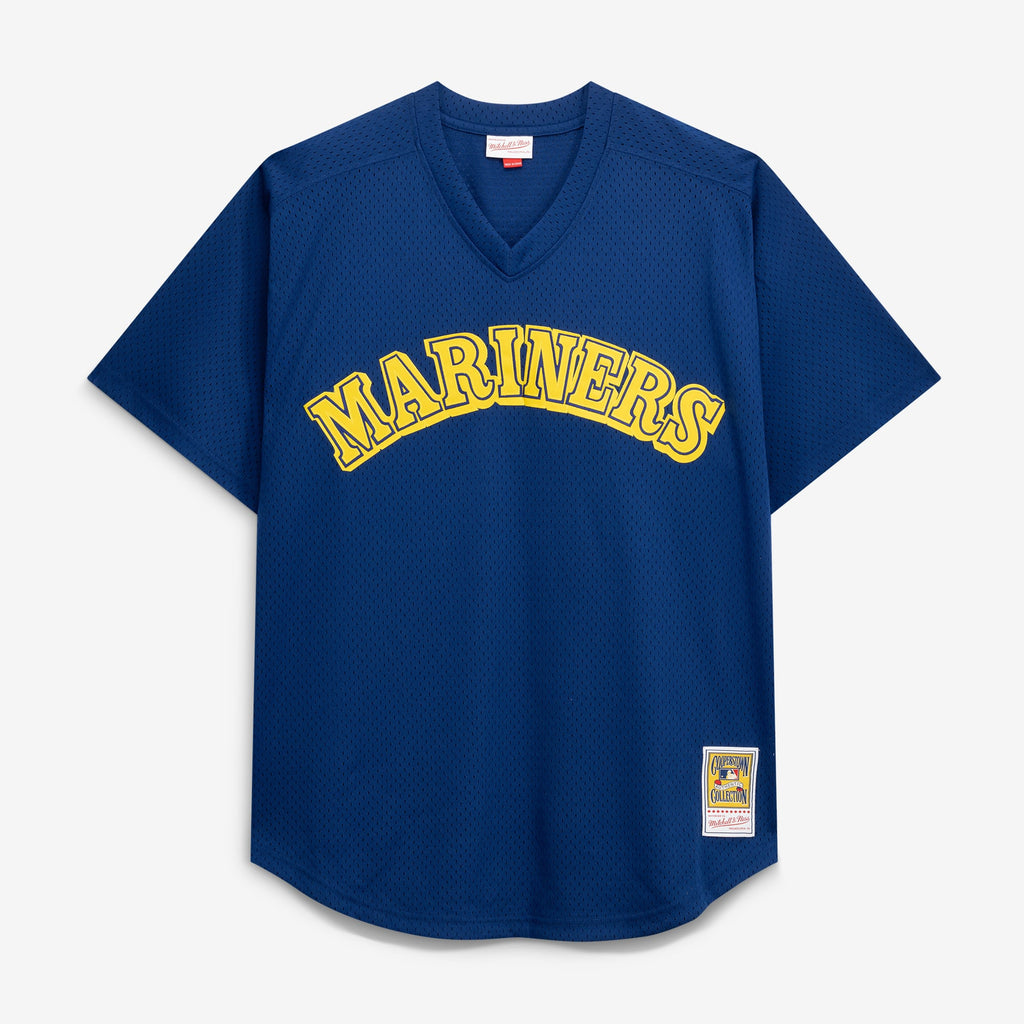 Men's Seattle Mariners Mitchell & Ness Navy Big & Tall Cooperstown Collection Mesh Batting Practice Jersey