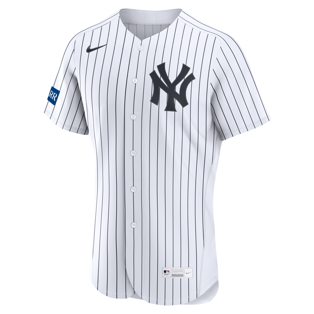 Men's New York Yankees Nike White Home Sponsor Patch Authentic Jersey