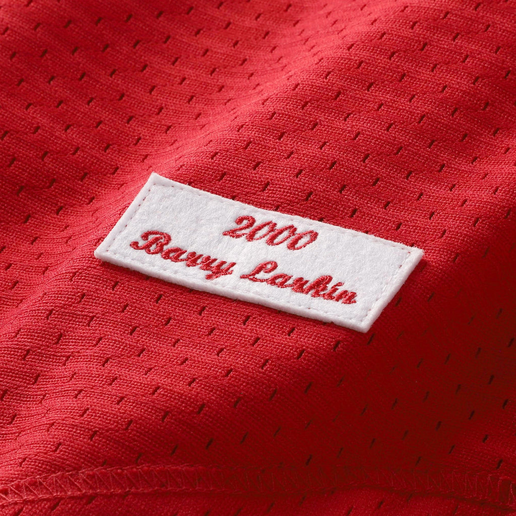 Men's Cincinnati Reds Barry Larkin Mitchell & Ness Black Cooperstown Collection Mesh Batting Practice Button-Up Jersey