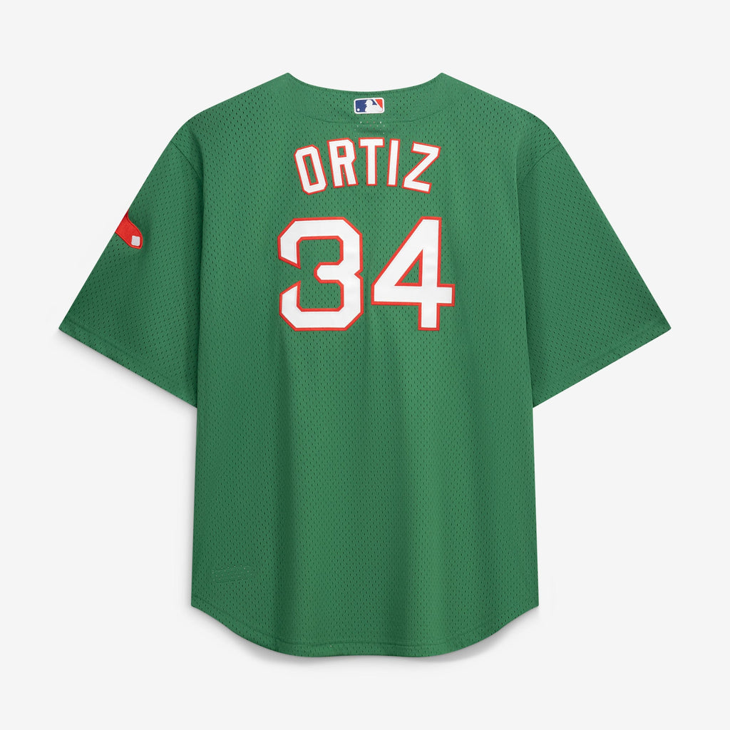 Men's Boston Red Sox David Ortiz Mitchell & Ness Kelly Green Big & Tall Cooperstown Collection Mesh Batting Practice Jersey